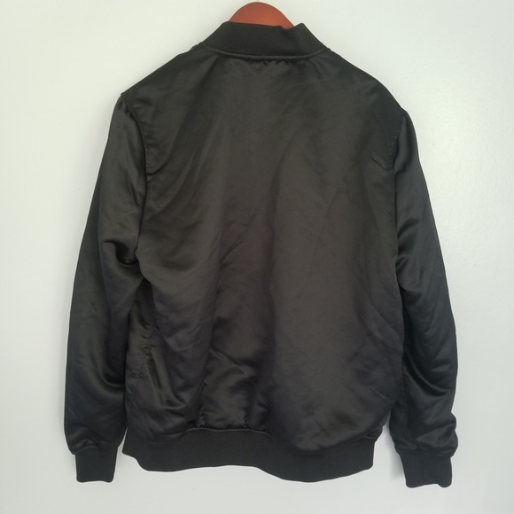 Reversible 2 in 1 Black & Gold Satin Bomber Jacket - Picture 8 of 8